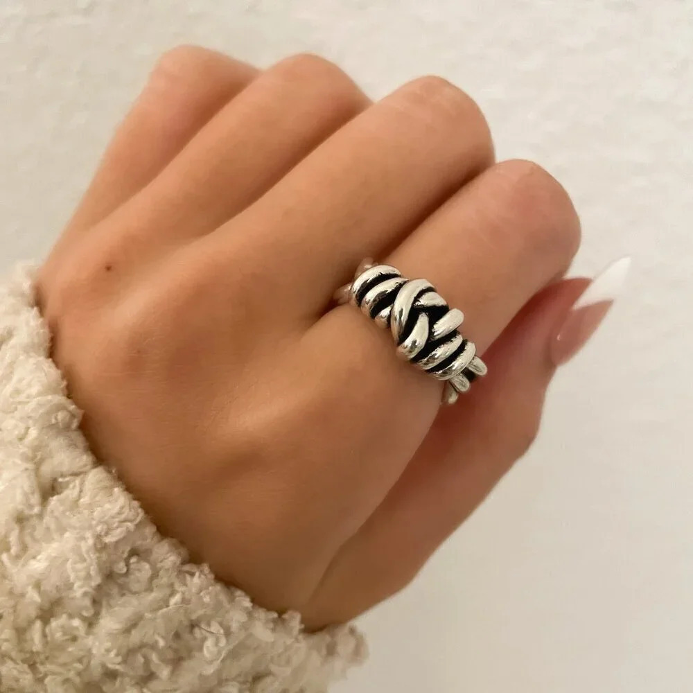 925 Sterling Silver Ring Chunky Ring Knot Ring Twist Ring Minimalist Thumb Ring